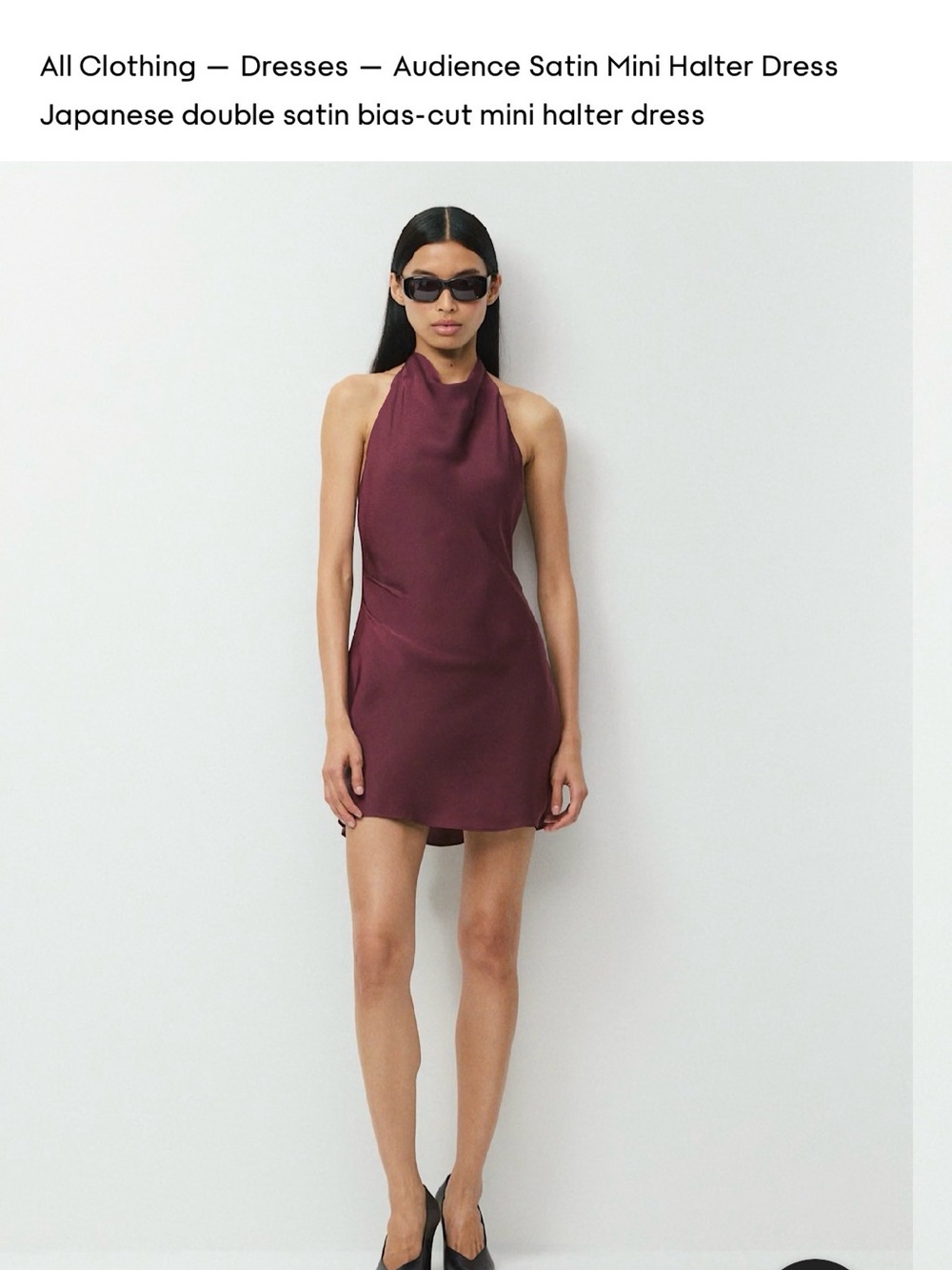 Aritzia Burgundy Satin Halter Mini Dress